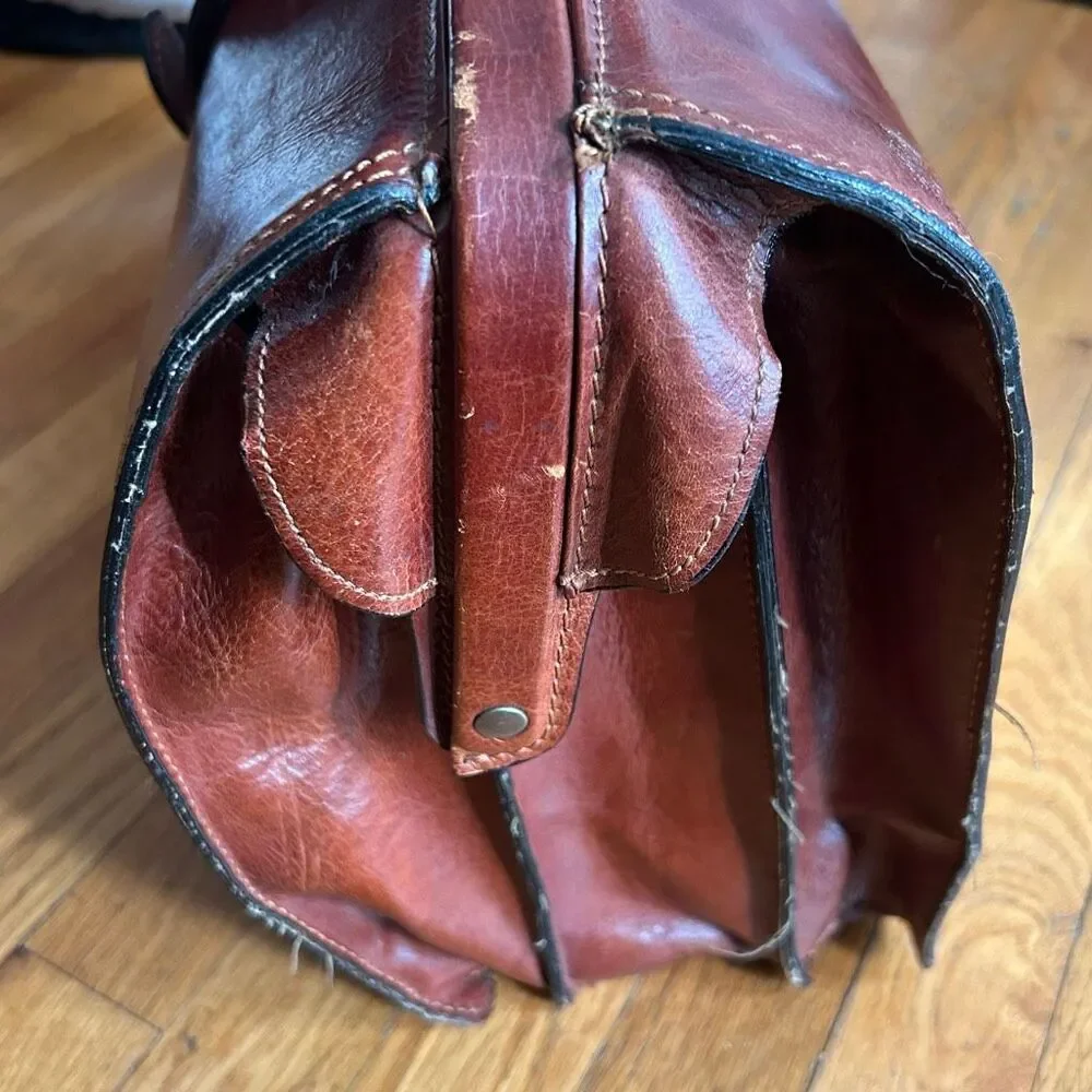 Vintage Paulo Giannini Brown Leather Doctor’s Bag Style Briefcase